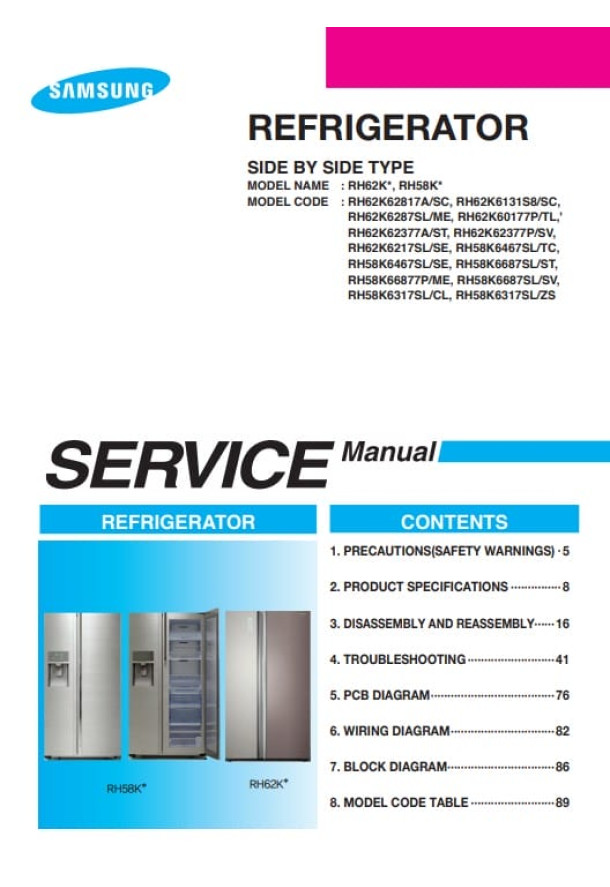 RH62K62817A, RH62K62817SC, RH62K6131S8, RH62K6131SC